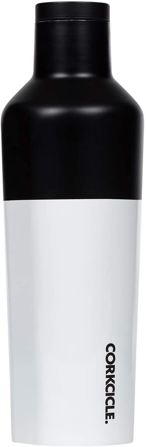 Corkcicle Canteen Color Block Collection 16 oz. Water Bottle & Thermos, Triple Insulated Shatterproof Stainless Steel, Modern Black