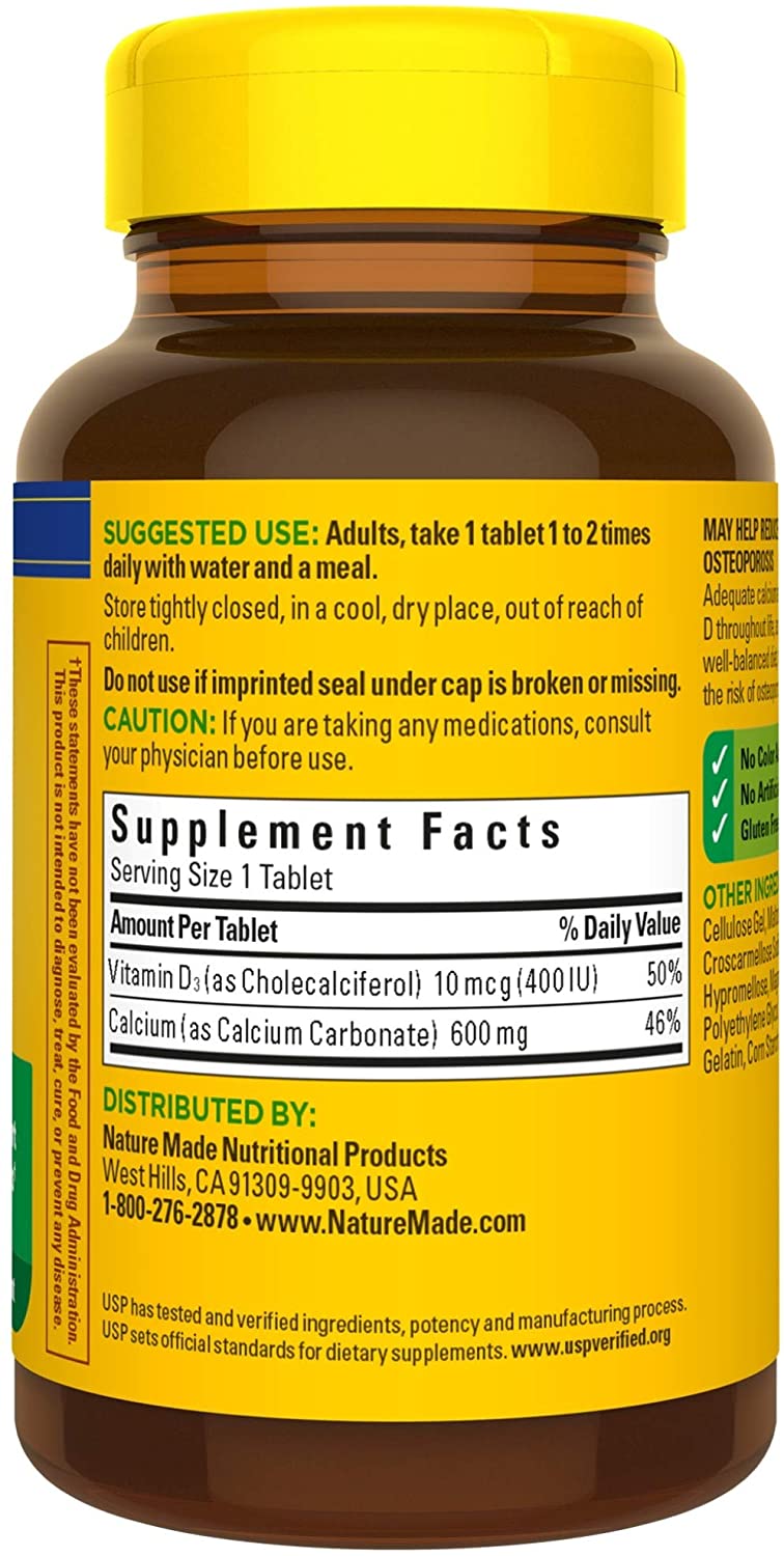 Nature Made Calcium And Vitamin D Nature Made Calcium 600 mg with Vitamin D3 - 120 Tablets – arenade.ph