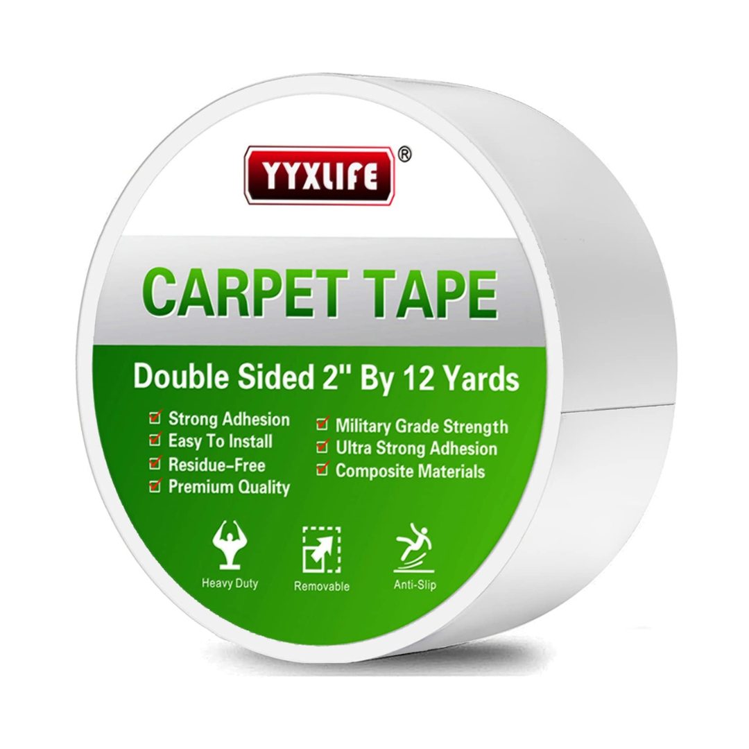 YYXLIFE Double Sided Carpet Tape for Hardwood Floors, Heavy Duty Sticky Tape ( White )