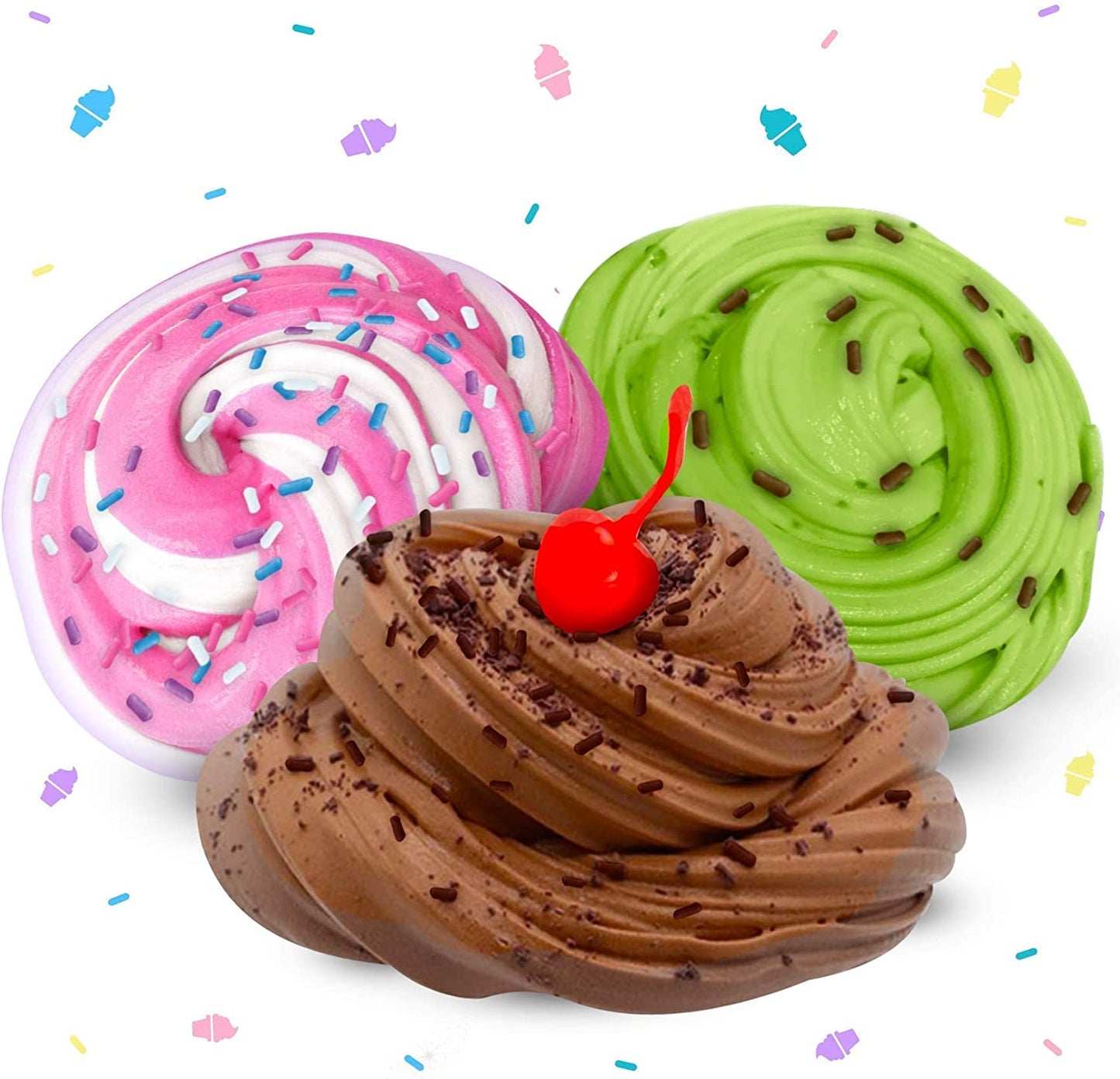 Original Stationery Ice Cream Slime Kit with Chocolate, Vanilla & Strawberry Scent (CLAY NOT INCLUDED)