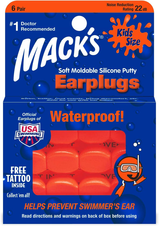 Mack's Waterproof Soft Moldable Silicone Putty Earplugs 6 Pair