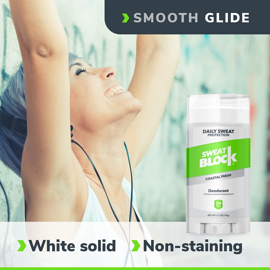 SweatBlock Antiperspirant Deodorant Coastal Fresh Scent, 2.7 oz / 76 g