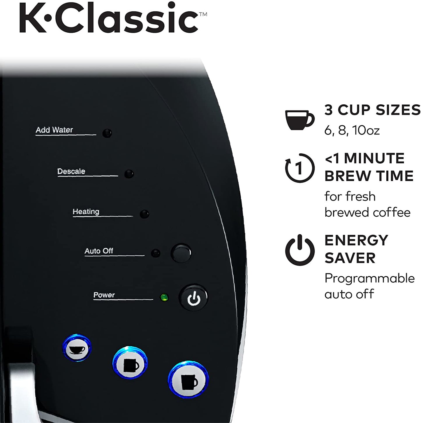Keurig K-Classic K50 Coffee Maker, Single Serve K-Cup Pod Coffee Brewer, 6 to 10 Oz., Black, 120 Voltage