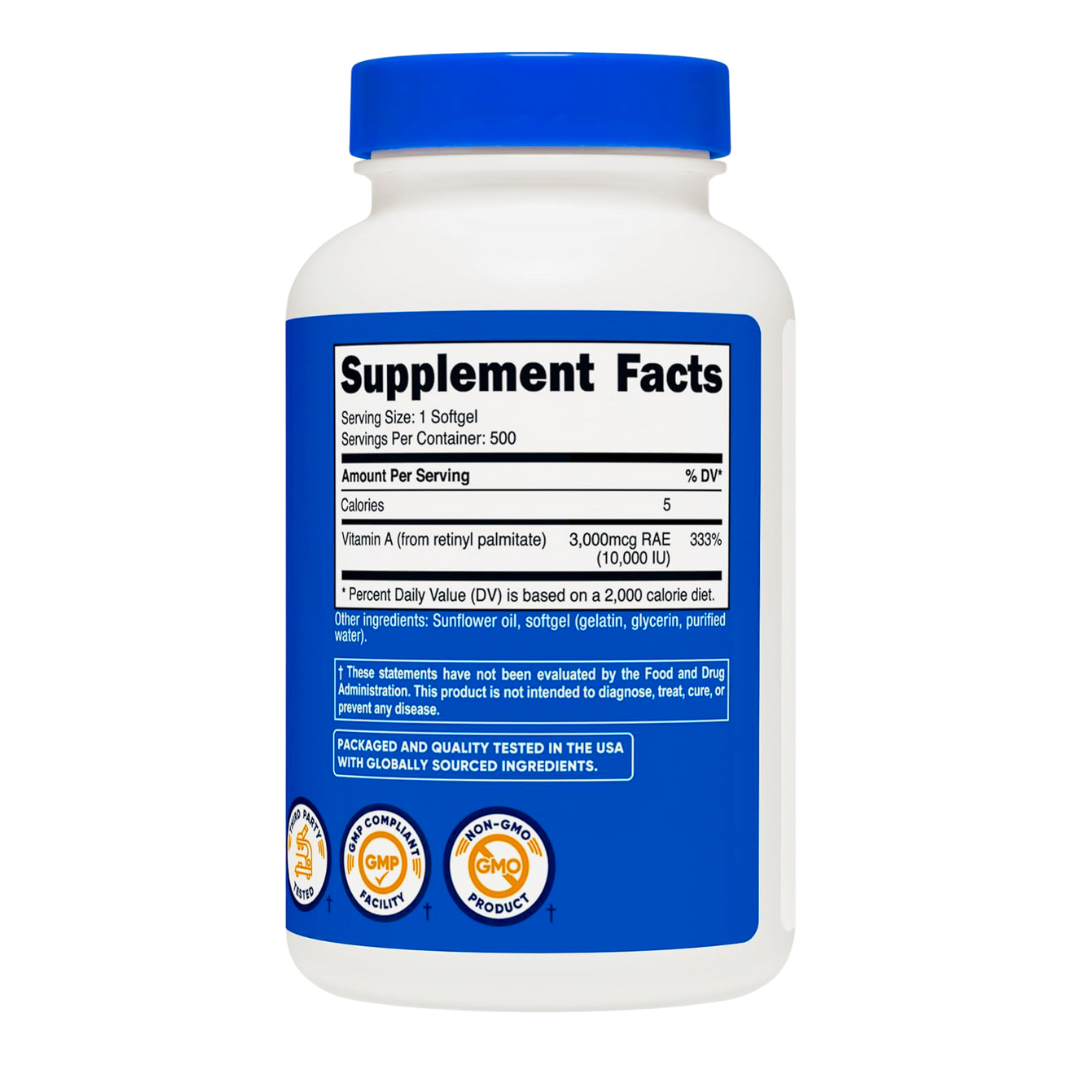 Nutricost Vitamin A 10,000IU Supplement 500 Softgels