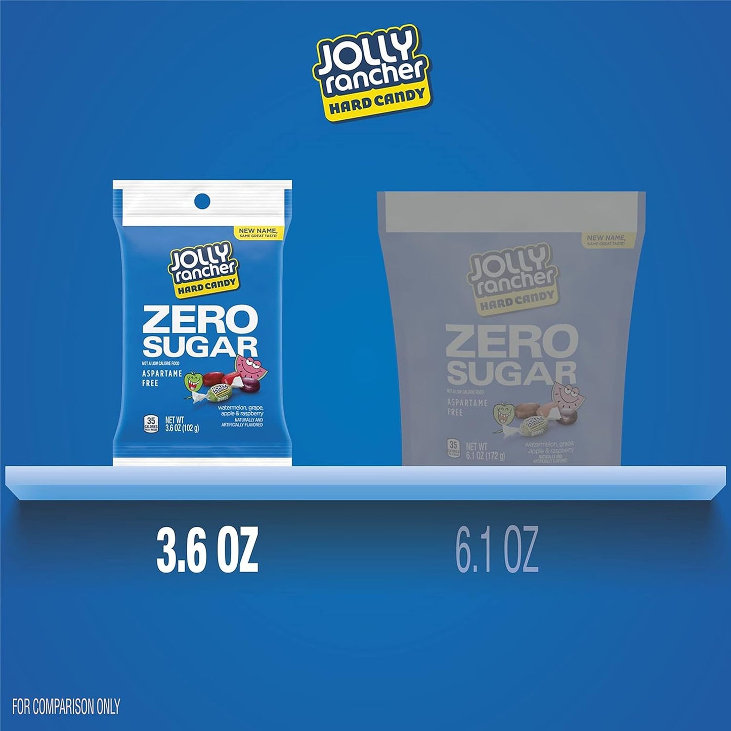 Jolly Rancher Hard Candy Zero Sugar, Watermelon, Apple & Raspberry Flavored, 3.6oz / 102g