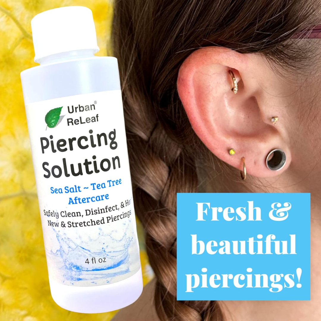 Urban Releaf Piercing Solution Soothing Sea Salt - Tea Tree After Care  4 fl oz