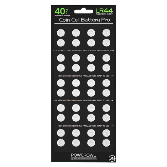 Powerowl Coin Cell Battery Pro LR44 AG13 SR44 357 (40 Pack)
