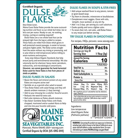 Dulse Flakes Wild Atlantic Organic 4 oz (113 g) Bag