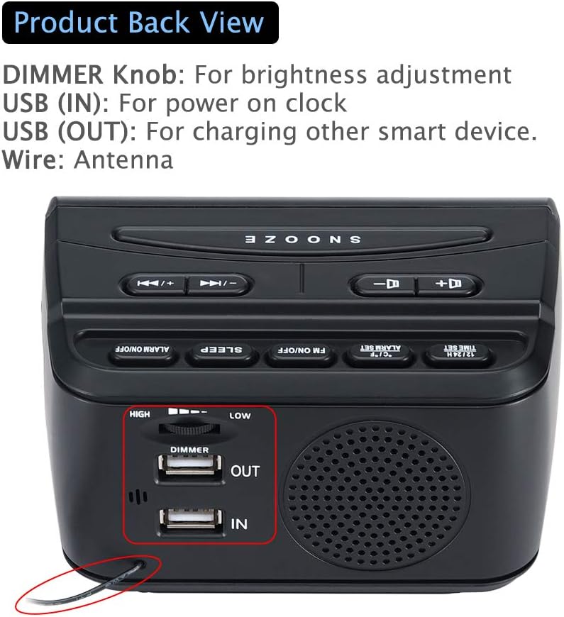 Dreamsky Alarm Clock with FM Radio 1.2 Inch Blue Digit Display