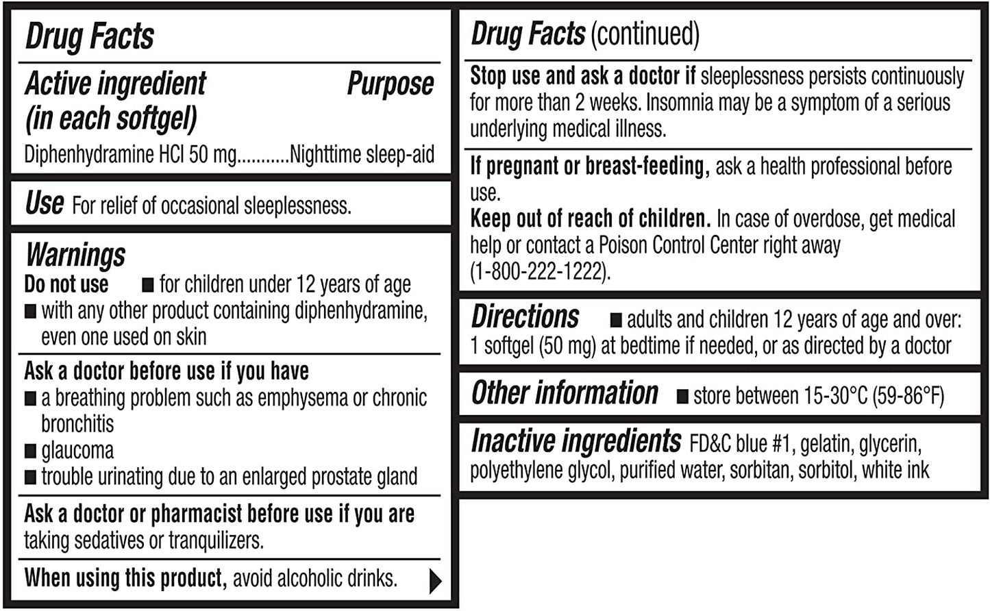 Wellness Basics Maximum Strength Sleep-Aid 50mg Nighttime Sleep Aid Non-Habit Forming, 96 Softgels