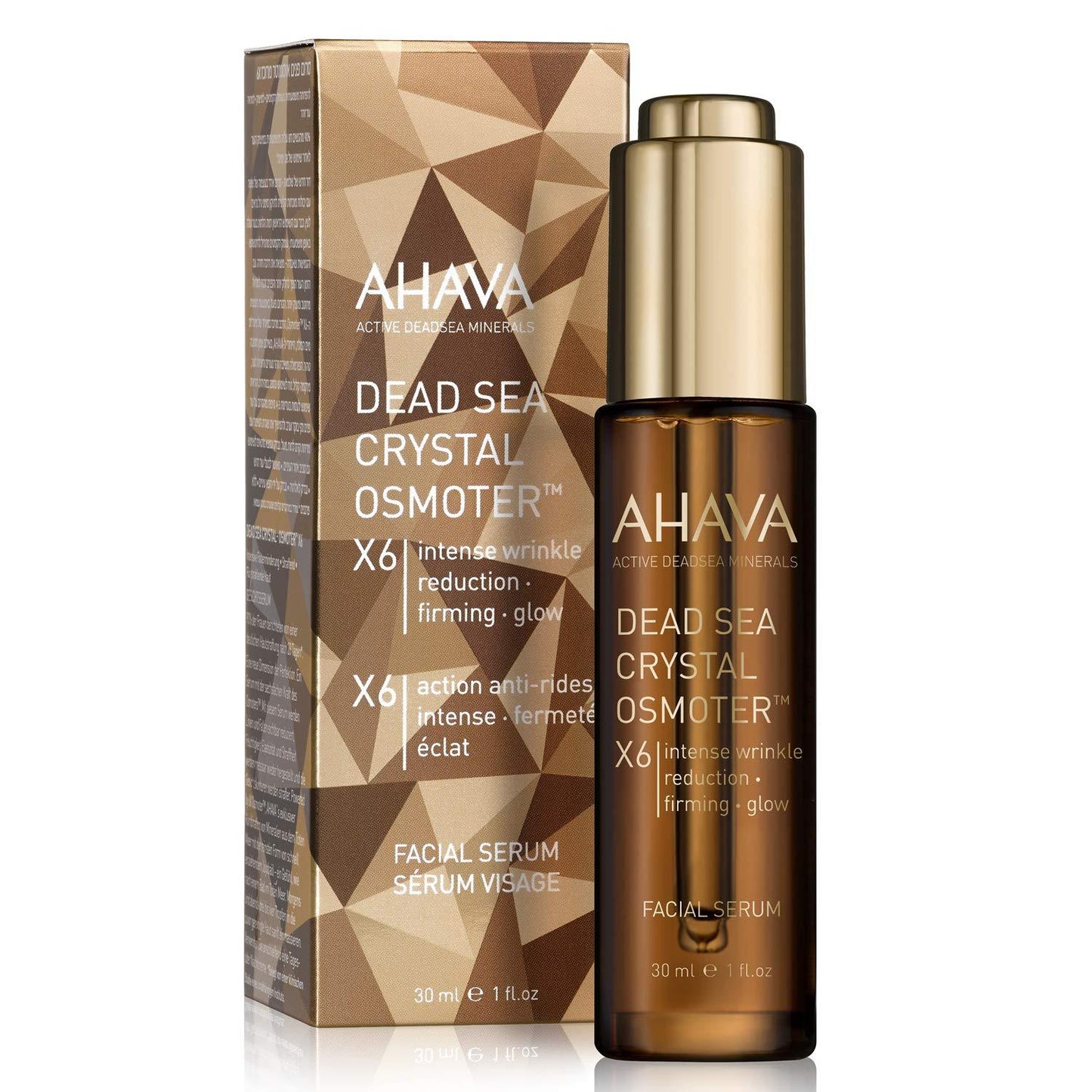 AHAVA Dead Sea Crystal Osmoter Intense Wrinkle Reduction, Firming & Glow Facial Serum, 1 fl.oz / 30ml