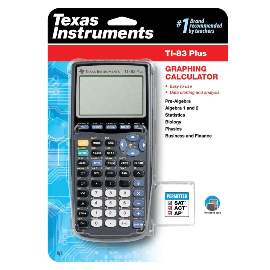 Texas TI-83 Plus Graphing Calculator Permitted SAT, ACT and AP, 1Qty