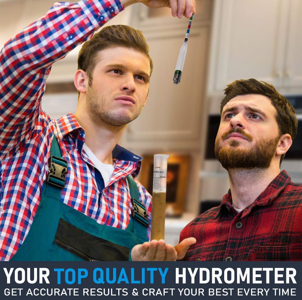 Chefast Hydrometer and Test Jar for Wine, Beer, Mead and Kombucha Combo Kit