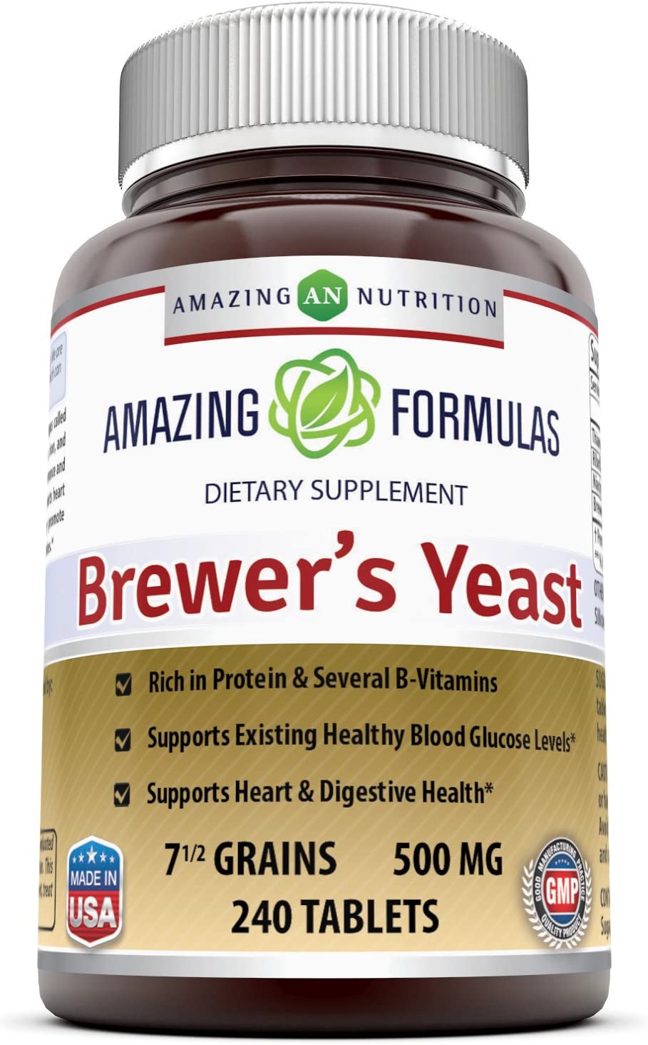 Amazing Nutrition Brewers Yeast For Healthy Digestion And Heart Health 500 mg 240 Tablets
