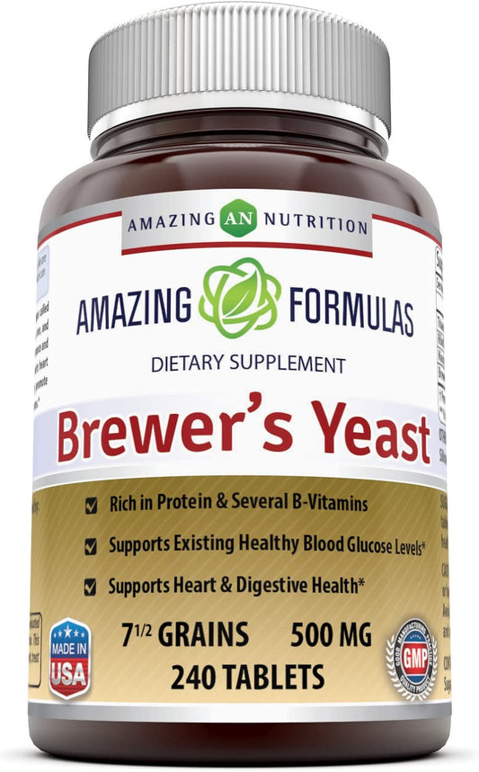 Amazing Nutrition Brewers Yeast For Healthy Digestion And Heart Health 500 mg 240 Tablets