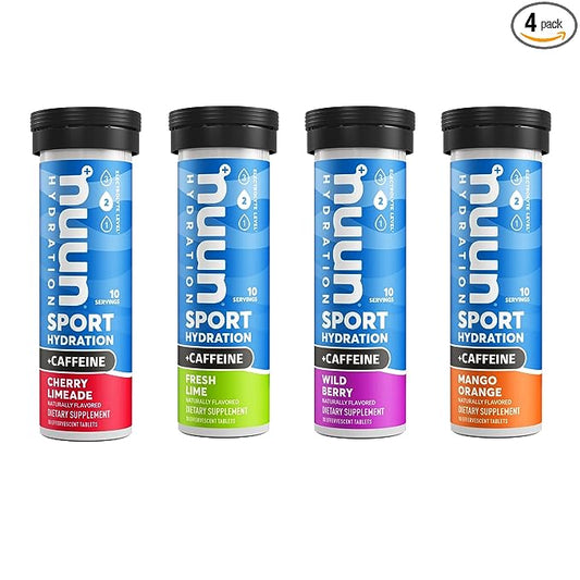 Nuun Sport + Caffeine: Electrolyte-Rich Sports Drink Tablets with caffeine, Mixed-flavor, Sports Drink