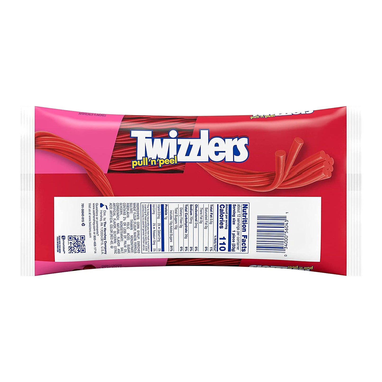 Twizzlers Pull N' Peel Candy Low Fat Snack Cherry Flavor 14 Oz / 396g