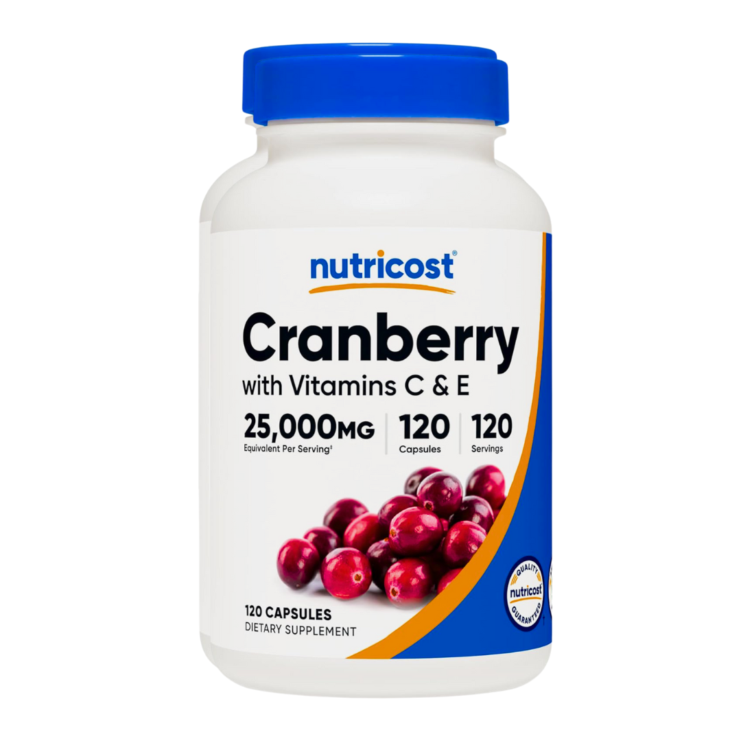 Nutricost Cranberry With Vitamins C & E 25,000mcg Supplement 120 Capsules