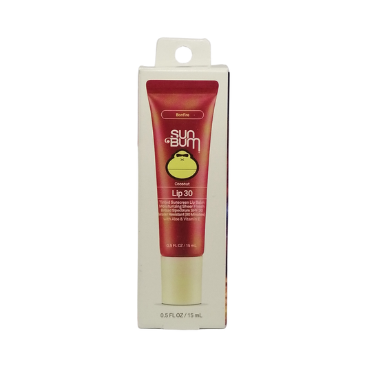 Sun Bum Tinted Sunscreen Lip Balm Moisturizing Sheer Finish Bonfire SPF 30 Coconut Flavor, 0.5 oz / 15 ml