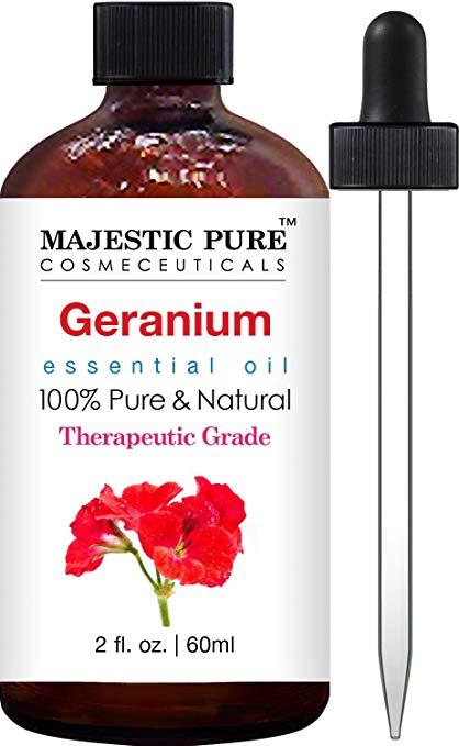 Majestic Pure Geranium Essential Oil, 100% Pure & Natural Therapeutic Grade, 2 oz / 60ml