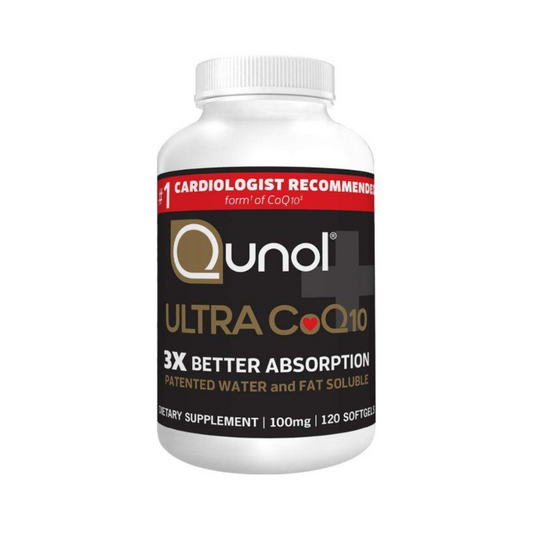Qunol Ultra CoQ10 100mg Patented Water & Fat Soluble Natural Supplement - 120 Soft Gels