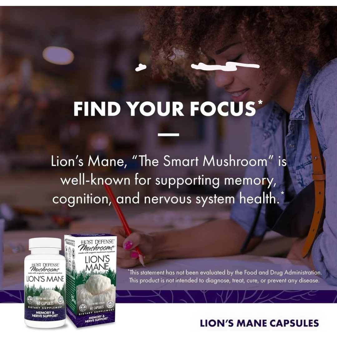 Host Defense Lion's Mane Memory & Nerve Support 60 Capsules