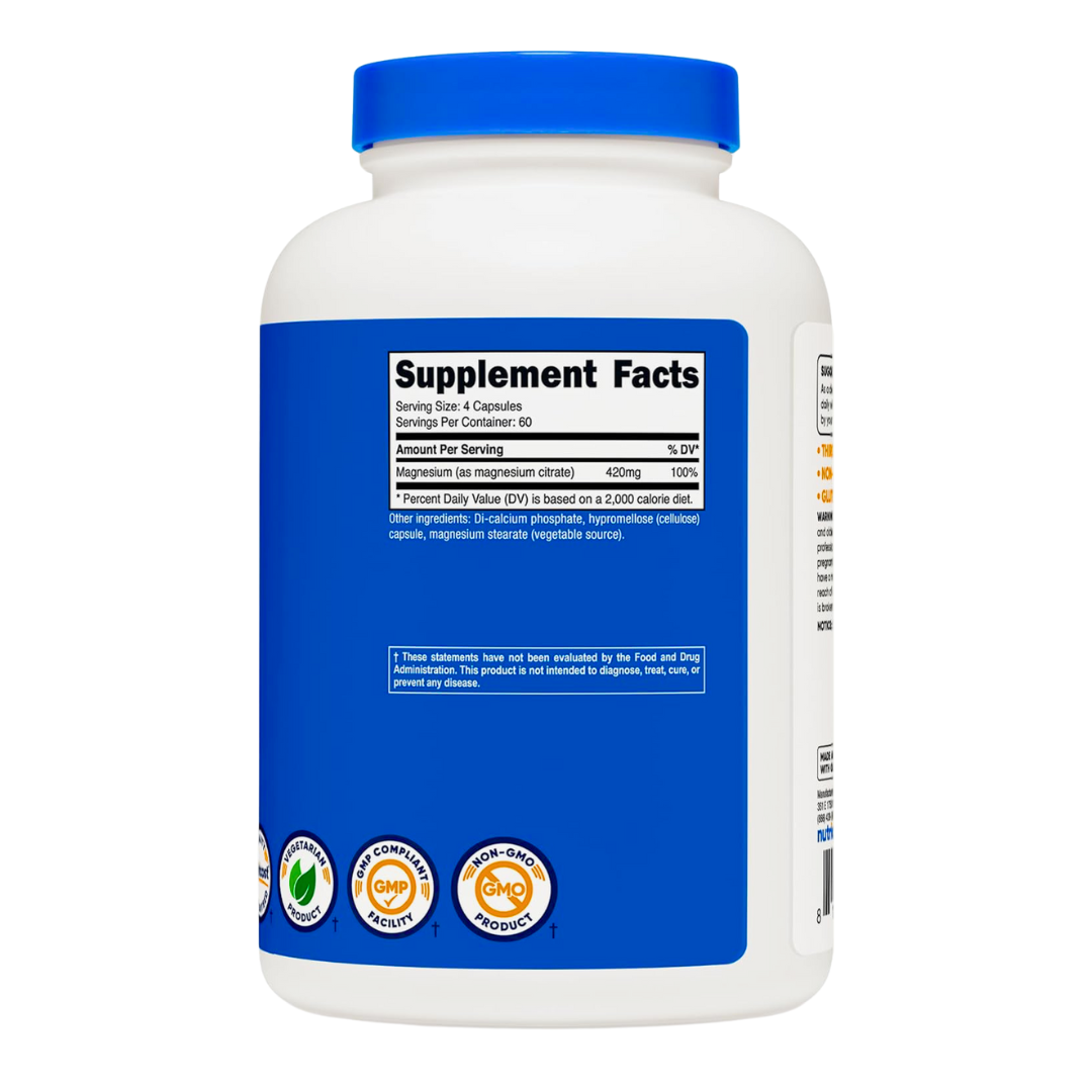 Nutricost Magnesium Citrate 420mg Supplement 240 Capsules