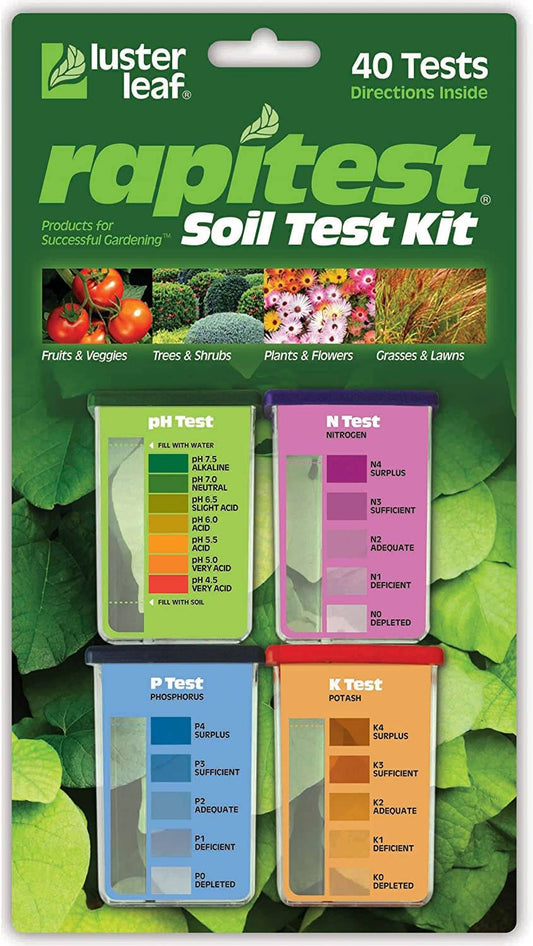 Luster Leaf 1601 Rapitest Test Kit for Soil pH, Nitrogen, Phosphorous and Potash, 40 Tests