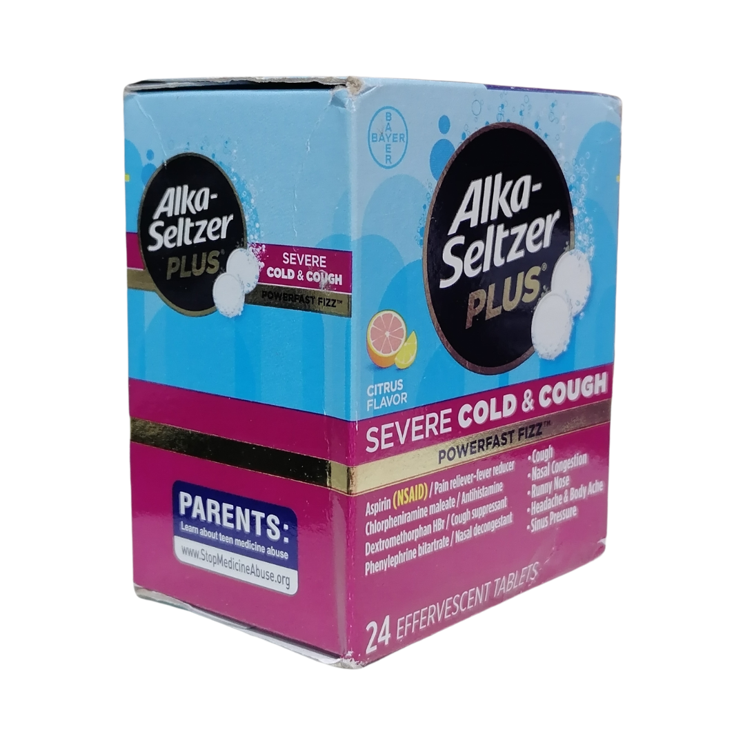 Alka-Seltzer Plus Severe Cold & Cough Powerfast Fizz Citrus Flavor, 24 Tablets