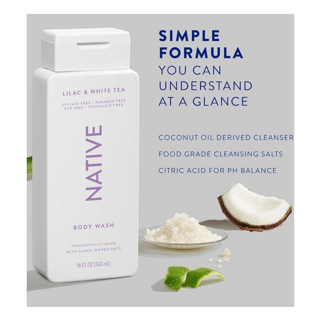 Native Body Wash Lilac & White Tea 18 fl. oz. (532 mL)