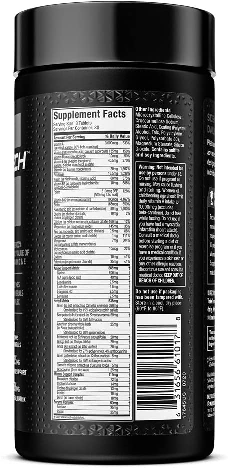 MuscleTech Platinum Multi Vitamin for Men, 90 Tablets Daily Nutritional Support for Active Individuals