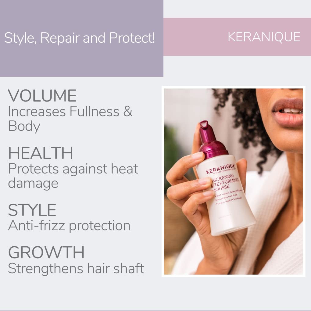 Keranique The Women's Hair Growth Experts Thickening and Texturing Mousse 3.4 Oz