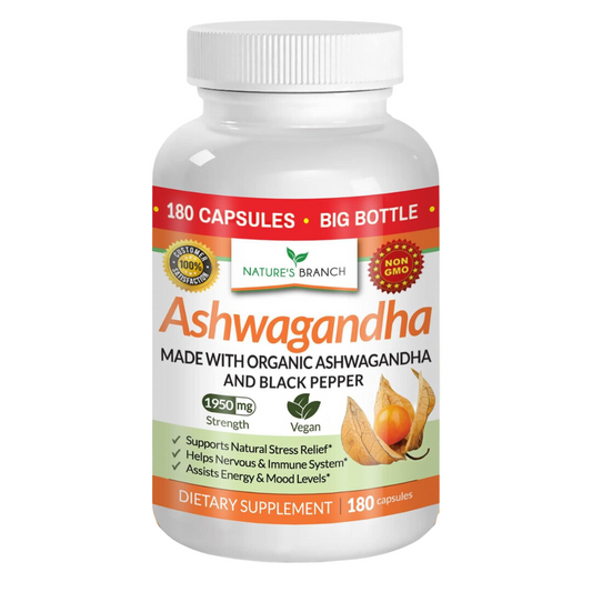 Nature's Branch Ashwagandha Made with Organic and Black Pepper (180 Capsules)