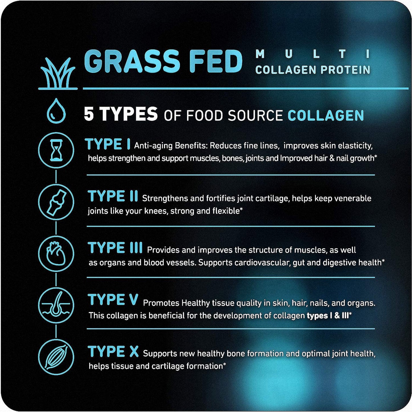 Vital Vitamins Multi Collagen Complex Type I, II, III, V, X, 3,300mg Per Serving, 150 Capsules