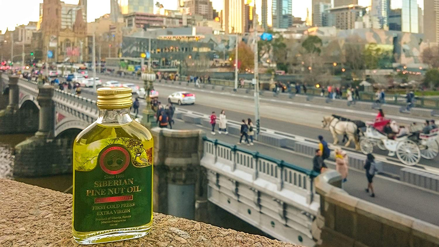 Siberian Treasure Siberian Pine Nut Oil Premium Quality First Cold Press Extra Virgin, 3.4 fl.oz / 100ml
