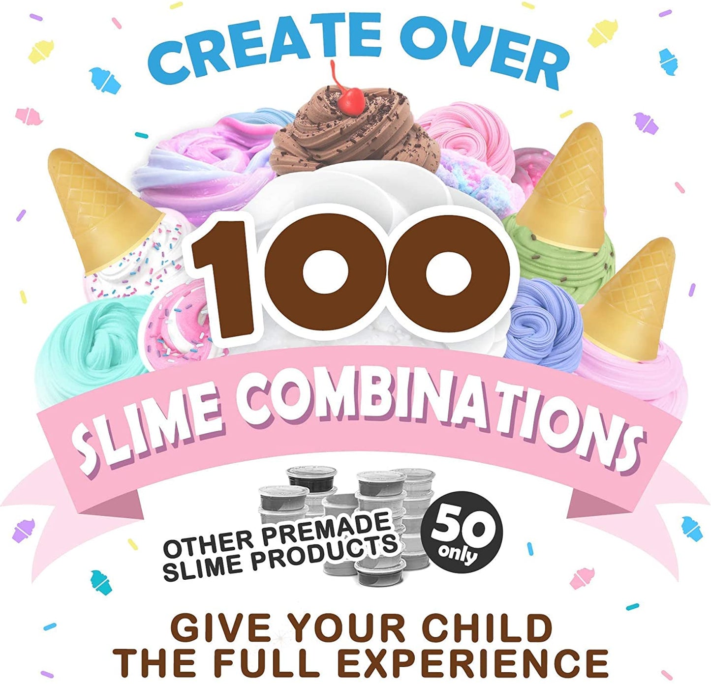 Original Stationery Ice Cream Slime Kit with Chocolate, Vanilla & Strawberry Scent (CLAY NOT INCLUDED)