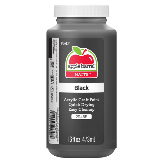 Apple Barrel Matte Black Acrylic Craft Paint, 16 oz / 473 ml (21148E)