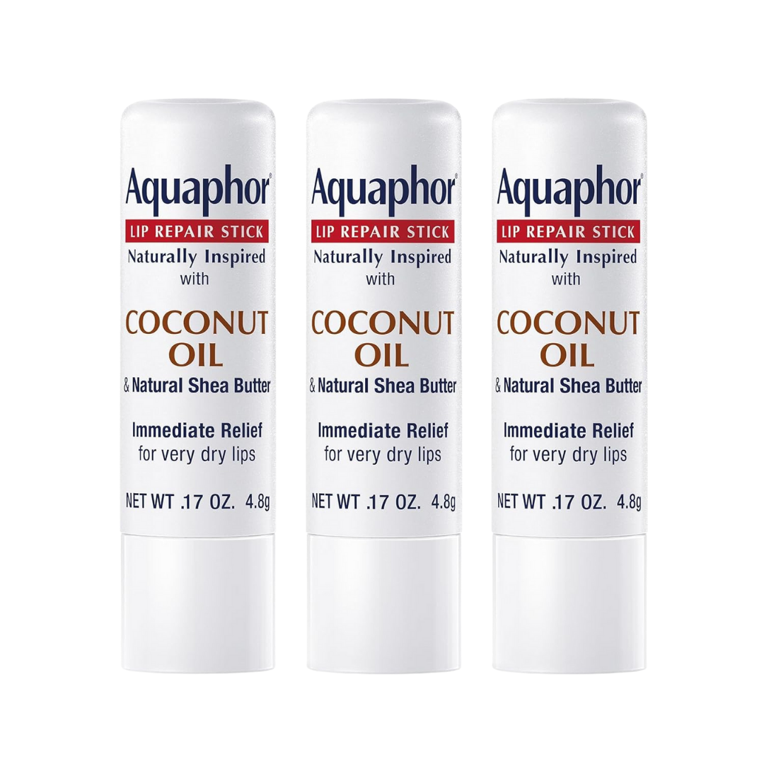Aquaphor Lip Repair Stick Coconut Oil, 0.17 oz / 4.8 g ea, (3 Count)