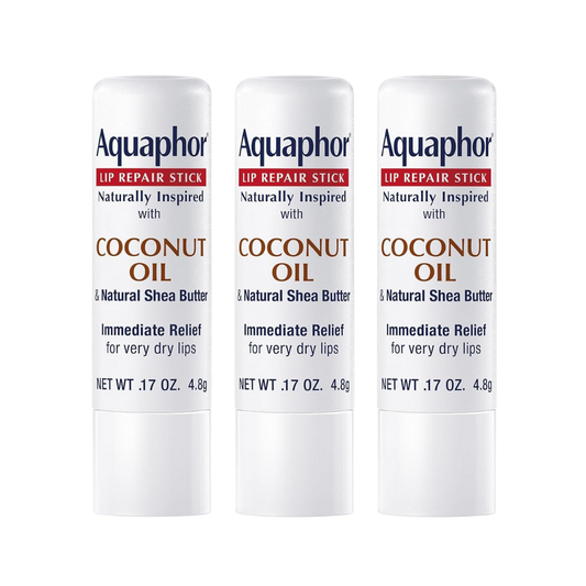 Aquaphor Lip Repair Stick Coconut Oil, 0.17 oz / 4.8 g ea, (3 Count)