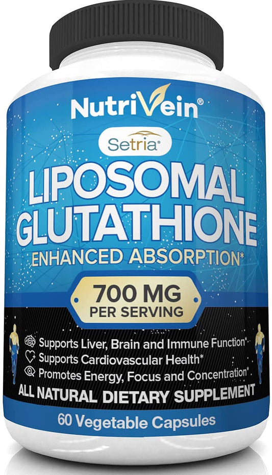 Nutrivein Liposomal Glutathione Enhanced Absorption 700 mg Per Serving, 60 Vegetable Capsules