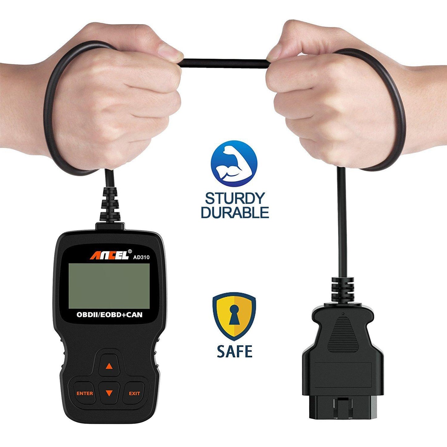 ANCEL AD310 Universal OBD II Car Code Scanner, Black