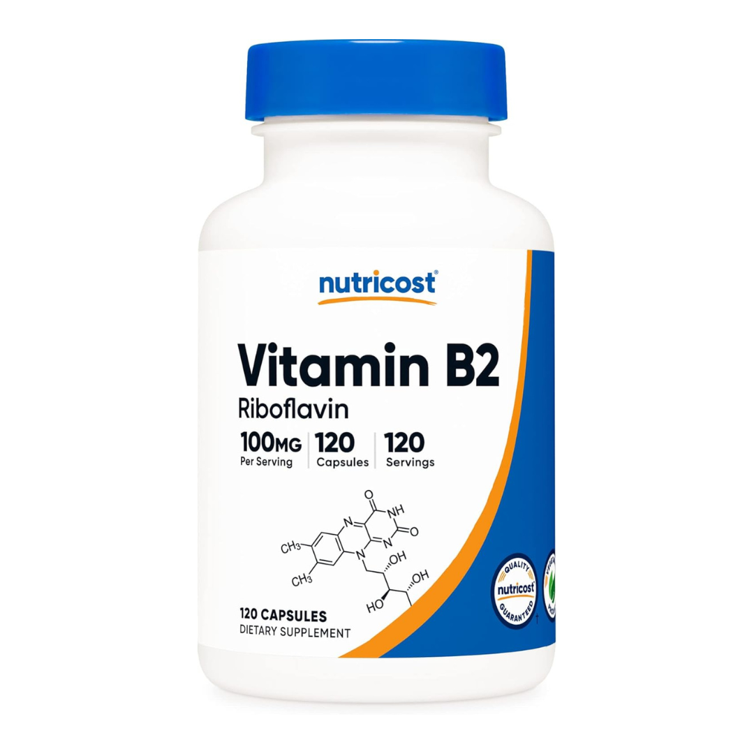 Nutricost Vitamin B2 Riboflavin Capsules 100mg Supplement 120 Capsules