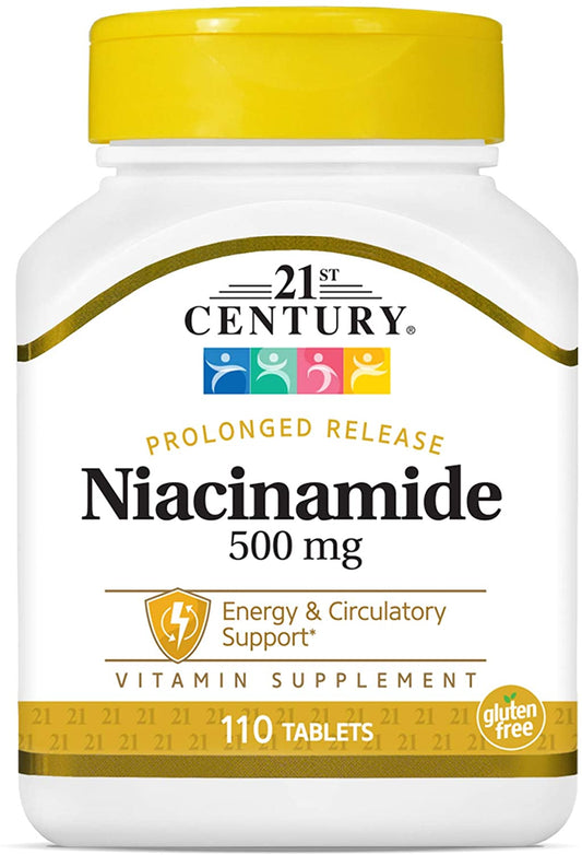 21st Century Niacinamide 500 mg Prolonged Release Tablets, Energy & Circulatory Support, 110 Tablets