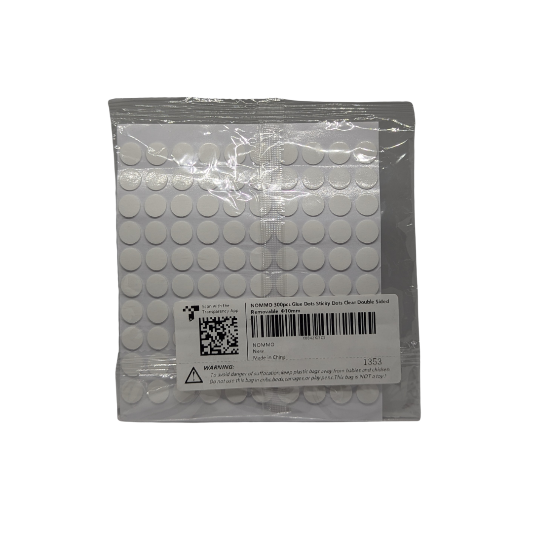NOMMO Glue Dots Sticky Clear Double Sided Tack, Waterproof Stickers Dots 10 mm, ( 300 Pieces )