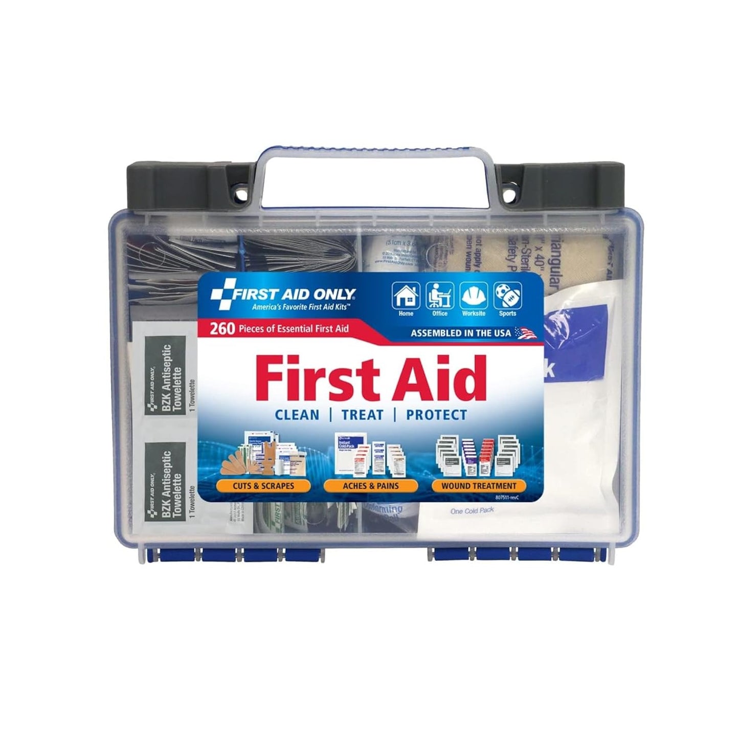 First Aid Only Clean Treat Protect, First Aid Kit, 260 Pieces