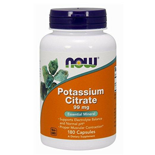 NOW Potassium Citrate 99mg, 180 Capsules