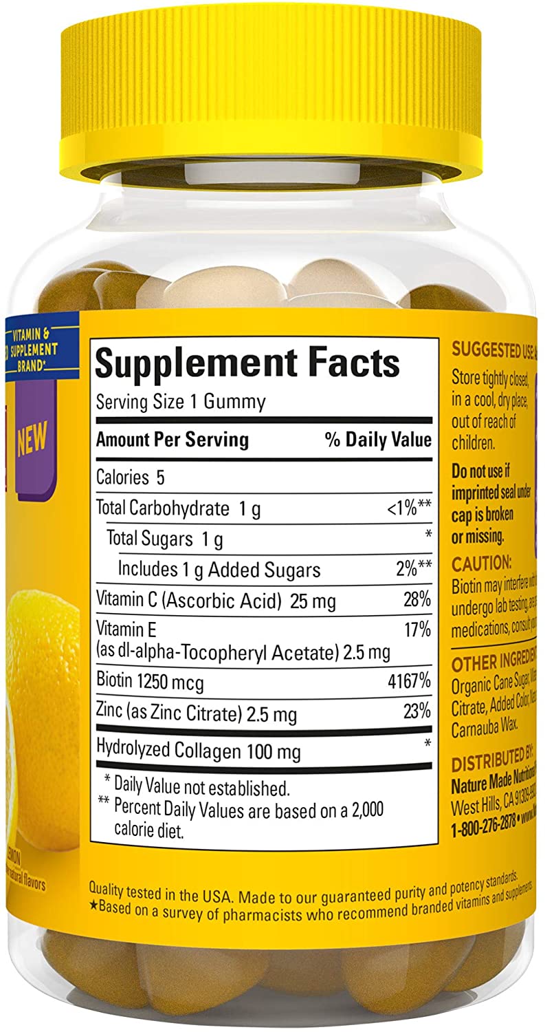 Nature Made 100mg Collagen Gummies, Lemon (60 Count)