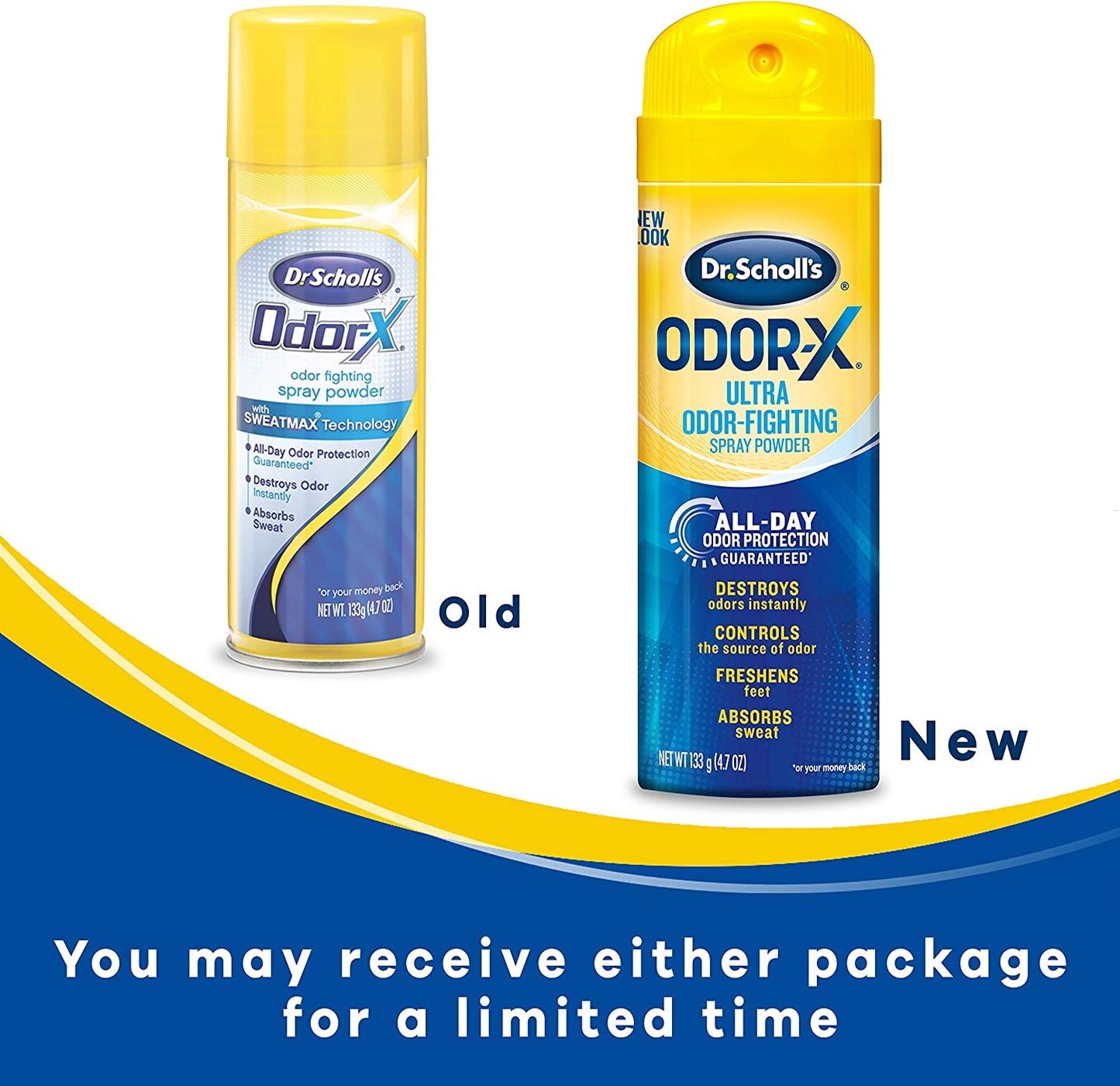 Dr. Scholl's Odor-X Ultra Odor-Fighting Foot Spray Powder All-Day Odor Protection - 133g