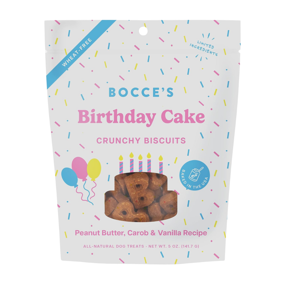 Bocce's Birthday Cake Crunchy Biscuits Peanut Butter, Carob & Vanilla Recipe 5 oz / 141.7g