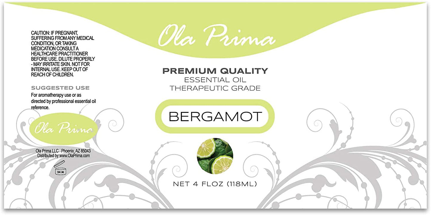 Ola Prima Premium Quality Essential Oil, Therapeutic Grade Bergamot Oil, 4 fl.oz / 118ml